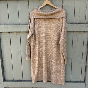 Lands End Cowl Neck Sweater Dress Cozy Fall Casual Minimalist Business Casual XL